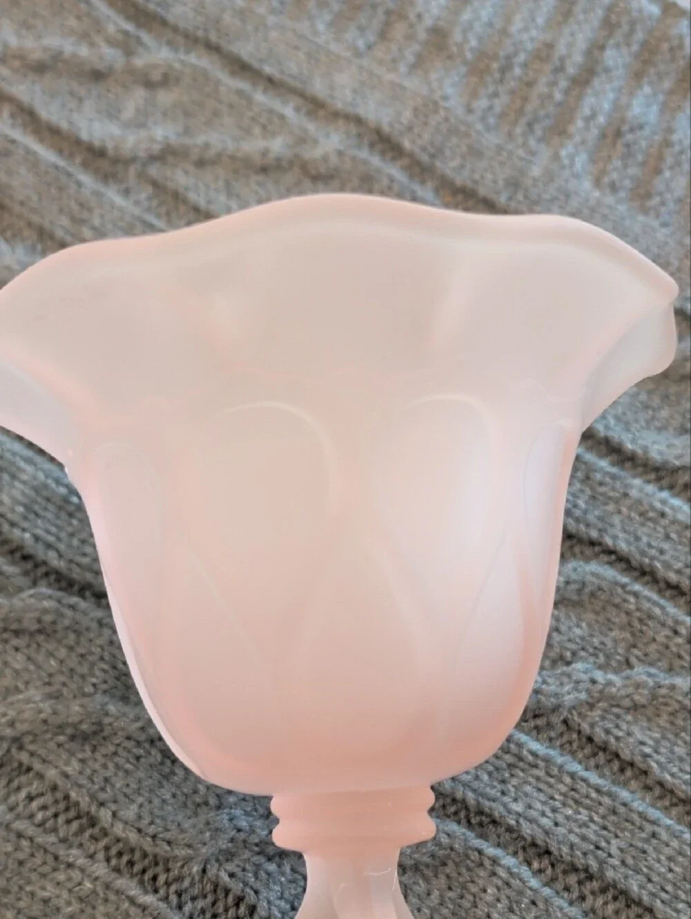 Vintage Westmoreland Satin Glass Soft Pink Compote Vase Triple Stem Pedestal